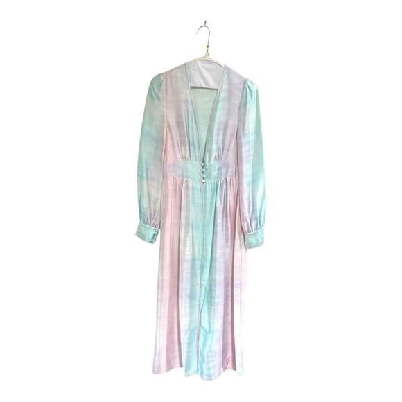 Hill House Home Tati Duster Mulberry Silk Rainbow Pastel Tie Dye Robe Size 2 - Picture 1 of 4